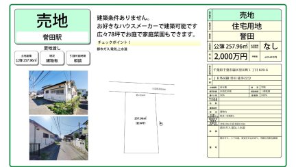 千葉県千葉市緑区誉田町1丁目 土地