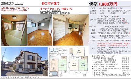 東京都東村山市野口町2丁目 一戸建て