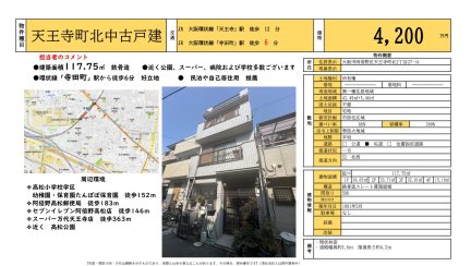 大阪府大阪市阿倍野区天王寺町北2丁目 一戸建て
