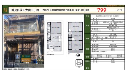 大阪府大阪市鶴見区茨田大宮3丁目 一戸建て