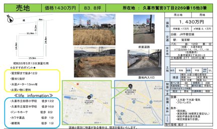 埼玉県久喜市鷲宮3丁目 土地