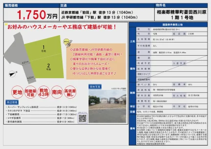 京都府相楽郡精華町大字菱田小字西川原 土地