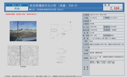 奈良県橿原市石川町 土地
