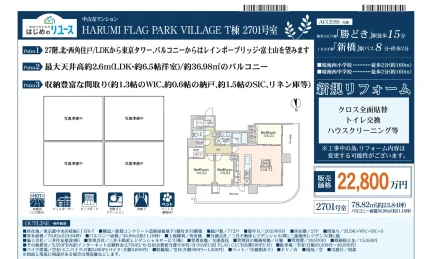 はじめのリユース HARUMI FLAG PARK VILLAGE T棟 2701号 0