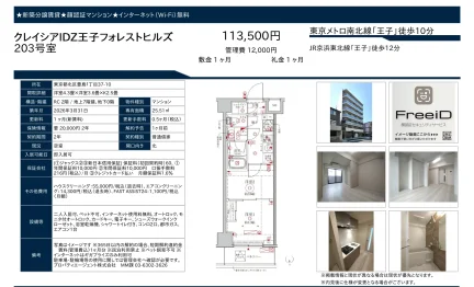 クレイシアIDZ王子フォレストヒルズ 203号 0