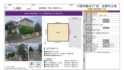 川西市緑台3丁目 古家付土地 0