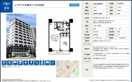 伊藤忠 レジディア月島 III (1102号室) 1102号 0