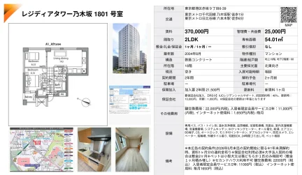 レジディアタワー乃木坂 1801号 0