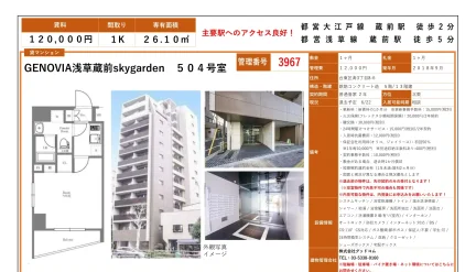 GENOVIA浅草蔵前skygarden 504号室 504号 0