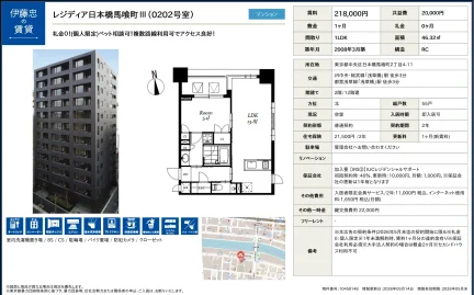 伊藤忠レジディア日本橋馬喰町III (0202号室) 0202号 0