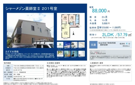 シャーメゾン薬師堂Ⅱ 201号室 201号 0