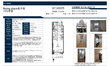 ライジングプレイス北千住 703号 0