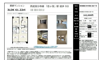 東恋ヶ窪マンション 3LDK 0