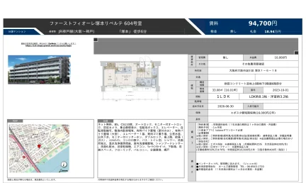 ファーストフィオーレ塚本リベルテ 604号 0