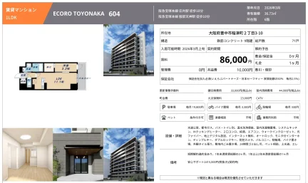 ECORO TOYONAKA 604 604号 0