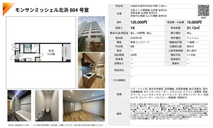 モンサンミッシェル北浜 804号 0