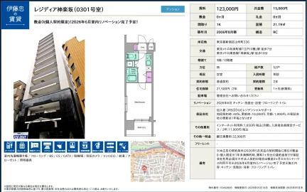 伊藤忠レジディア神楽坂 0301号 0