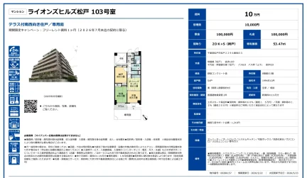 ライオンズヒルズ松戸 103号 0