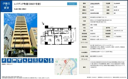 伊藤忠レジディア町屋 0601号 0