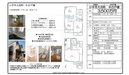 西武新宿線「小平」駅徒歩11分中古戸建 0
