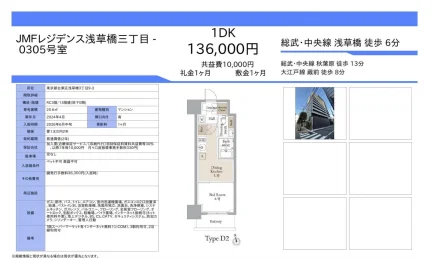JMFレジデンス浅草橋三丁目 0305号 0
