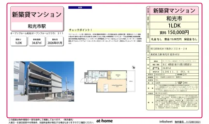 Brand New 1LDK Condo in Shimoniikura 0