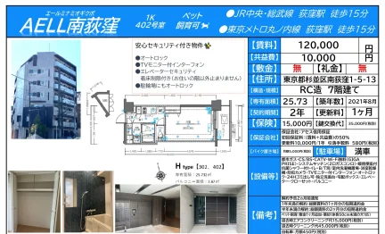 エールミナミオギクボ 402号 0