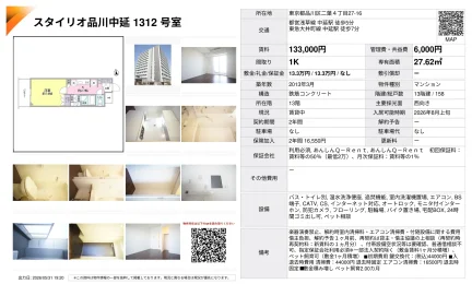 スタイリオ品川中延 1312号室 1312号 0