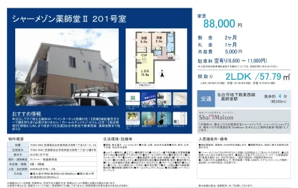 シャーメゾン薬師堂Ⅱ 201号室 201号 0
