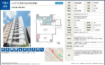 伊藤忠レジディア文京千石 0702号 0