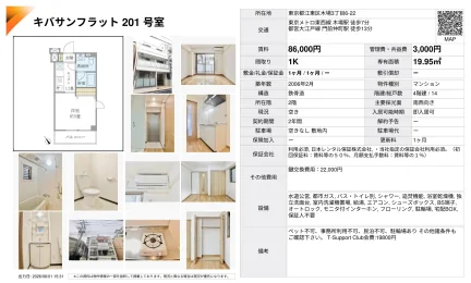 キバサンフラット 201号室 201号 0