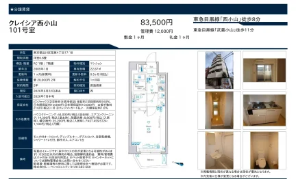 クレイシア西小山 101号 0