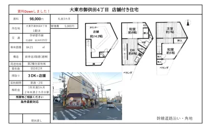 大東市御供田4丁目 店舗付き住宅 0