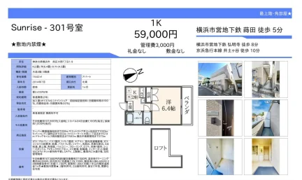 最上階・角部屋★ 301号 0