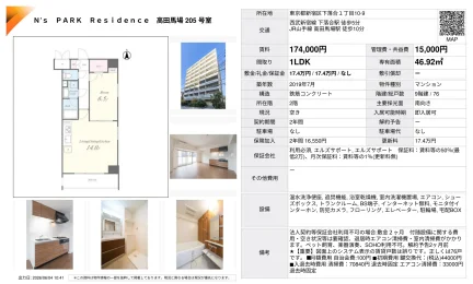N's PARK Residence 高田馬場 205号室 205号 0