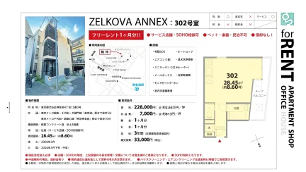 ゼルコバアネックス302号室 302号 0