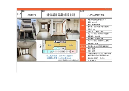 ハイツ天六201号室 201号 0