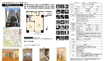 1LDK Condo Near Station in Ichibancho 0