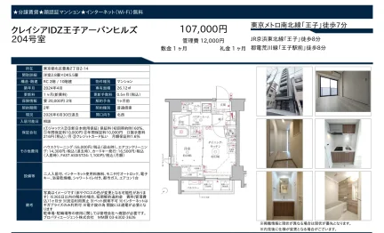 クレイシアIDZ王子アーバンヒルズ 204号 0