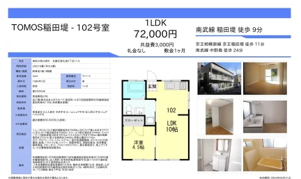 TOMOS稲田堤・102号室 102号 0