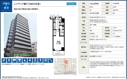 レジディア亀戸 0805号 0