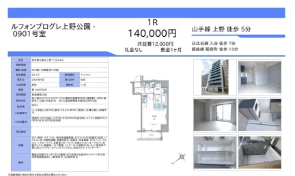 ルフォンプログレ上野公園 0901号 0