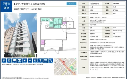 伊藤忠レジディア文京千石 902号 0