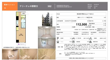 アリーチェ中野野方 302号 0