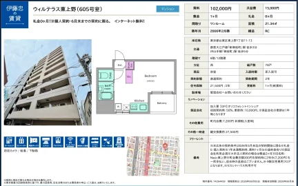 ウィルテラス東上野 605号 0