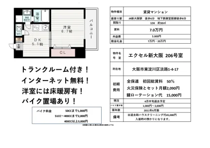 エクセル新大阪 206号 0