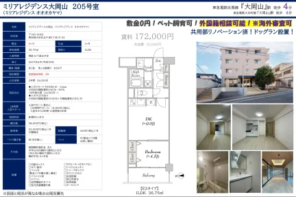ミリアレジデンス大岡山 205号 0