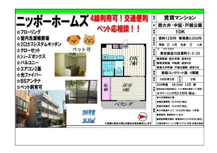 駅西大井・中延 戸越公園 206号 0