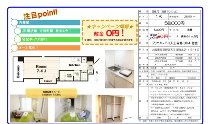 アンソレイユ天王寺北 304号 0