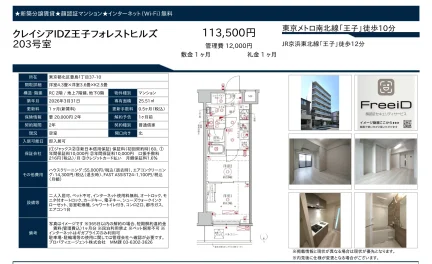 クレイシアIDZ王子フォレストヒルズ 203号 0